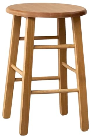 OKAFFAREFATTO MADDALONI Niedriger Barhocker aus Holz mit runder Sitzfläche H 47 cm helles Walnuss gerades Bein