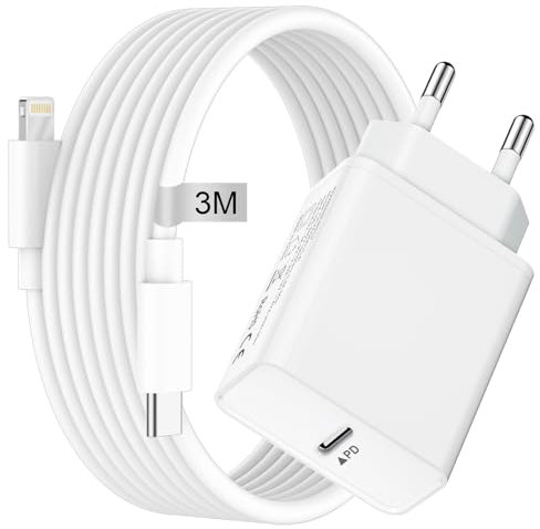 Caricatore iPhone Originale Apple Certificato MFi,20W Caricabatterie iPhone Caricatore USB C Ricarica Rapida Alimentatore iPhone Presa USB C Spina con Cavo Lightning per iPhone 14 13 12 11 Pro Max/X/8