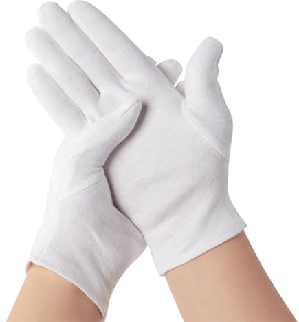 Esshogo 3 Paar Baumwollhandschuhe, Baumwollhandschuhe Neurodermitis, Handschuhe Baumwolle mit zertifizierter Hautverträglichkeit für Hautpflege, Tägliche Arbeit usw, M, weiß