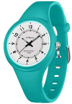 BIEWO Damenuhren, 5ATM wasserdichte Armbanduhr für Frauen, leicht lesbar, einfache Krankenschwesteruhr, minimalistisch, analog, Quarz, Armbanduhr, Silikonarmband, seeblau