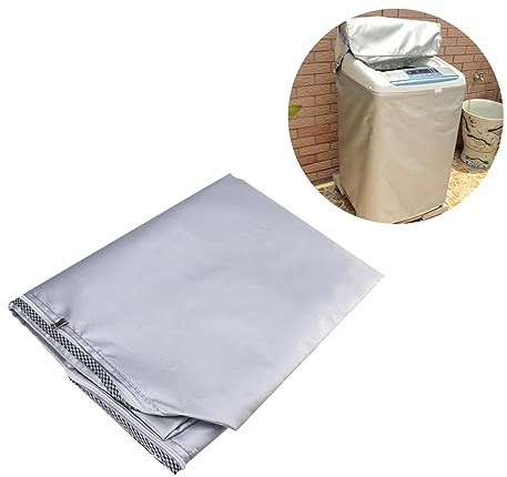 Waschmaschinenabdeckung Silber Waschmaschine Trockner | Polyester, Zugeschnittene Passform, Reißverschlussöffnung, Schutz vor Staub und Sonne, Große Ausführung
