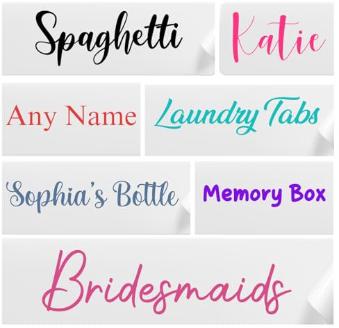 Personalised Vinyl Name Stickers | 33 Colours | Perfect for Weddings Glass Gift Boxes Bottles School | Vinyl Decal | Organising Labels | Custom Business Decals | Calligraphy Stickers