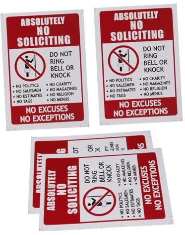 iplusmile No Soliciting Sign Stickers 4 Pack Deter Solicitors Weatherproof Pvc No Entry Decals for House Garage