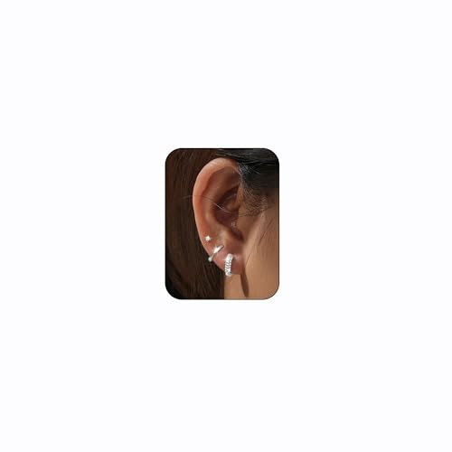 Roheafer 3 Paar Silber Ohrringe für Frauen 14k Gold überzogene Hoop Ohrringe Hypoallergene Knorpel Ohrringe Sets für mehrere Piercing Silber Tiny Stud Ohrringe