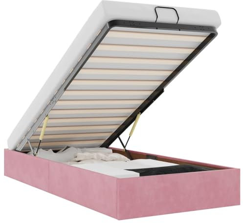 vidaXL Ottoman-Bett ohne Matratze Rosa 90x200 cm Samt, Bettrahmen, Bettgestell mit Stauraum, Polsterbett, Bettgestell, Bettrahmen mit Stauraum, Bett