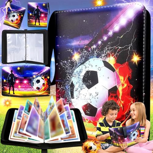 Benaton Classeur de Cartes de Football, Classeur Cartes à Collectionner de Football, Football PU Portable Album, Album Photo de Cartes à Collectionner de Football 50 Pages capacité 400 Cartes