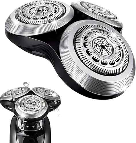 Wone Kompletter Ersatz-Scherkopf für Philips Norel*o Serie 9000 Scherköpfe, Modell SH90, Metallradschnalle, verbesserte doppelte Präzisionsklingen, Silber, langlebig
