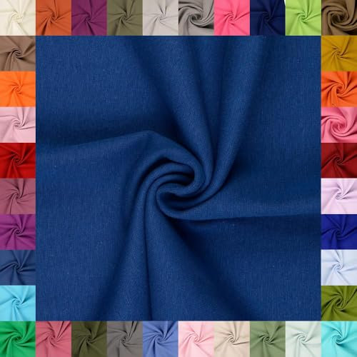 fingsi Stoffe Mira Bündchenstoff Feinstrick Schlauchware Coupon Uni - 34cm Schlauchbreite - 95% Baumwolle, 5% Elasthan (20. Denimblau 0,5m)