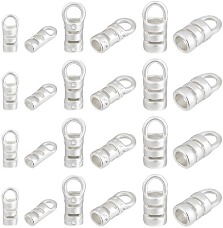 PH PandaHall 925 Sterling Silver Cord End Caps, 30pcs 3 Sizes Tassel Caps Leather Cord End Cap Jewellery Cap Golden End Tip with Loop for Dangle Earrings Bracelets Necklaces DIY Craft Making