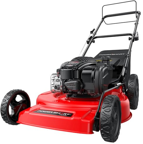 PowerSmart Tosaerba a gas semovente da 22, motore B&S da 150 cc, sistema di pacciamatura 3 in 1, 6 altezze di taglio, trazione posteriore, ponte in acciaio resistente