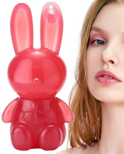Bunny Lip Gloss | Wässrige Hasen Lipgloss | Kaninchen Jelly Liquid Lippenstift Korean Make Up | Feuchtigkeits Plumping Lippen Färben Langlebig | Glasfinish Lips Tönung für Frauen & Mädchen