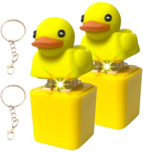 DAJASD 2 Stück Duckeys Quacking Fidget Toy,Duck Quacking Keychain Fidget Spielzeug,Duckeys Keycap Schlüsselanhänger,Duck Fidget Keychain,Quacking Keyboards Button für Nervosität & Anti Angst