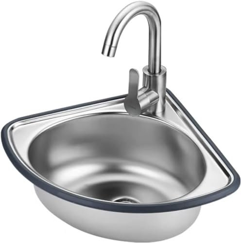Lavello a parete con area di drenaggio e rubinetto interno/esterno lavandino protezione angolare per garage lavanderia ristorante cucina opzioni acqua calda e fredda