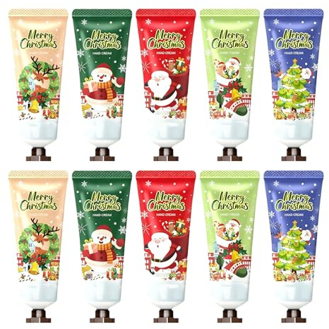 10pcs Handcreme Weihnachten Set, Mini Handcreme Geschenkset, Fragrance Hand Creme Set,Geschenkset Weihnachten für Frauen Männer Geschenk（20g)