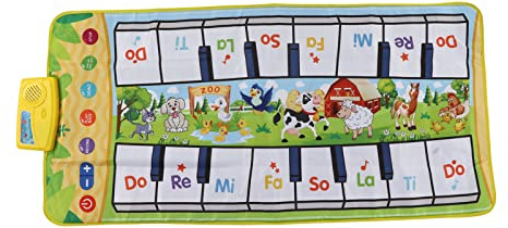 Outdoorm Musikmatte mit zwei Tastaturen, Tiermuster, verstellbare Musiktastatur, Klaviermatte für Kinder ab 3 Jahren
