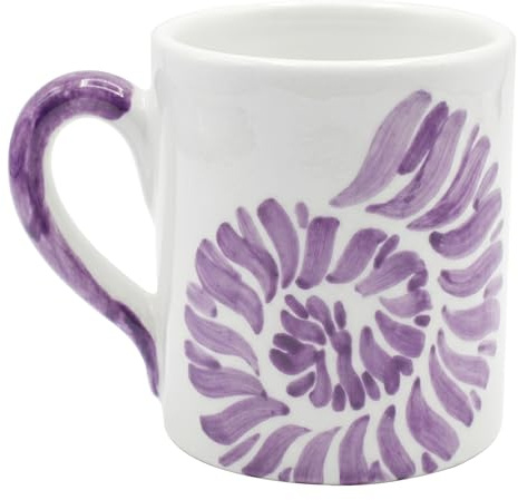 AR.CE.A. Handmade design ARCEA Mug Grande Nautilus Maris [Singola] Tazza Ceramica Artigianale 280ml, Fatta a Mano, Manico Prugna, Uso Alimentare, Microonde e Lavastoviglie