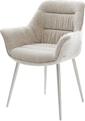 DELIFE Polsterstuhl Kaira-Flex 4-Fuß konisch Edelstahl Webstoff Soft Beige
