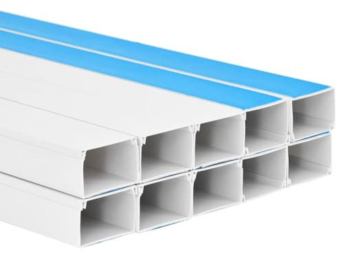 QUAHEAS Kabelkanäle Selbstklebend aus PVC 50x25 mm 10 m Länge 10-teiliges Set für Kabelmanagement und Kabelführung im Büro, Gaming, Computer, Wand und Boden zur sicheren Kabelversteckung