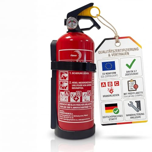 Feuerlöscher 1kg Halterung/Manometer Made in Europa für Auto Haus Camper | Made in Europa