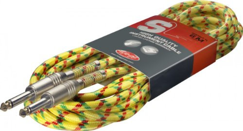 Stagg SGC6VT YL - Cable para instrumentos (6 m), diseño de cordón, color Tweed amarillo, Derecho - Estándar