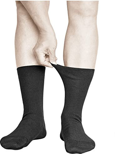 vitsocks Chaussette non comprimante sans bord élastique Homme (3 PAIRES) ne serrent pas 98% COTON fine, noir, 44-46
