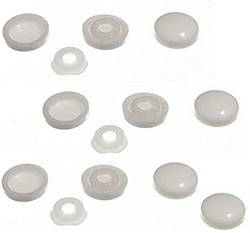 Merriway BH02017 (10 Pcs) Plastidome 2 Piece Clip On No. 8 & 10 Screw Covers, White 15 mm (5/8 Inch) Diameter - Pack of 10 Pieces
