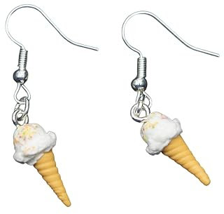 Miniblings Eis Waffeleis Ohrringe Hänger Eiscreme Fruchtmix weiß versilbert | Ohrschmuck aus eigener Fertigung in Berlin, mit Stracciatella