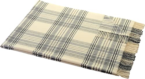STEINBECK Plaid Bari Lammwolle weiß/grau Größe 130x190 cm