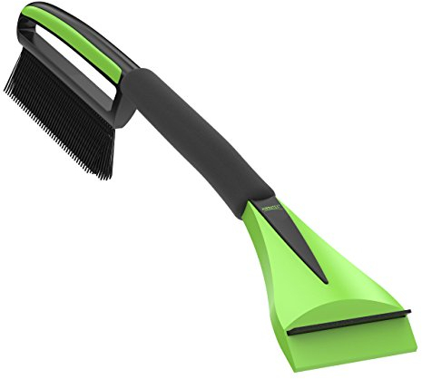 AUPROTEC Eiskratzer Auto mit Besen & Softgriff/Eiskratzer mit Besen/Scheibenkratzer Auto/Schneekratzer Auto mit Besen/Scheibenkratzer Winter/Eisschaber Auto – ASE 1 schwarz-grün