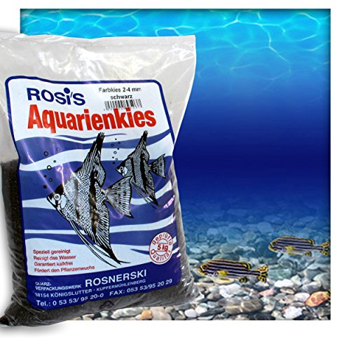 Farbkies Schwarz Aquarium Deko Kies Aquariengrund Aquariumkies Bodengrund Körnung 2-4 mm 15 kg (3X 5 kg Beutel)