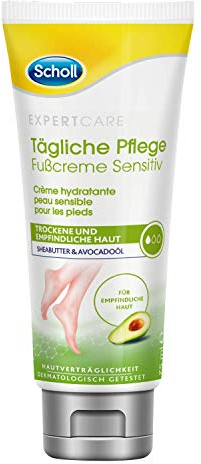 Scholl Tägliche Pflege Fußcreme Sensitiv - Unparfümierte, intensiv pflegende Fußcreme für empfindliche & trockene Haut, 3x 75ml