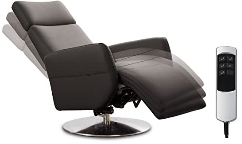 CAVADORE Cobra - Poltrona TV in vera pelle, con 2 motori elettrici e batteria e funzione relax, ergonomia M, 71 x 110 x 82 cm, colore: Caffè
