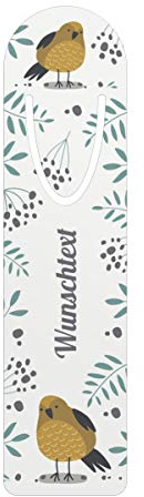 printplanet® - Metall-Lesezeichen mit Namen oder Text bedrucken - Buchzeichen mit eigenem Text selbst gestalten -Maße: 3,2 cm x 12,7 cm - Motiv: Vogel