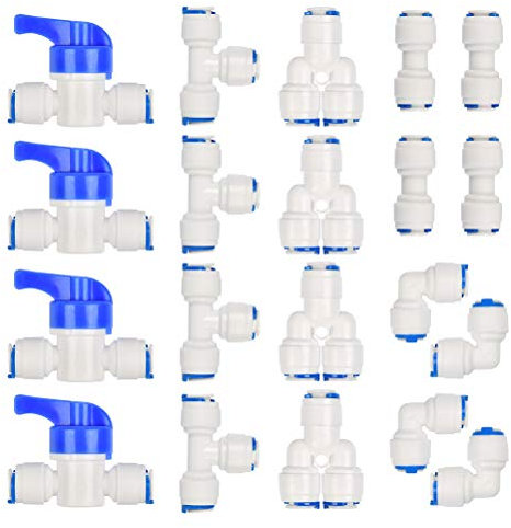 Wasserzulaufleitung Universal Anschluss-Set, 20 Stück RO Wasserfilter Fitting, Y T I L Typ Combo, 1/4 Adapter Fitting Verbindungsstück für ühlschrankschlauch, Wasserschlauch