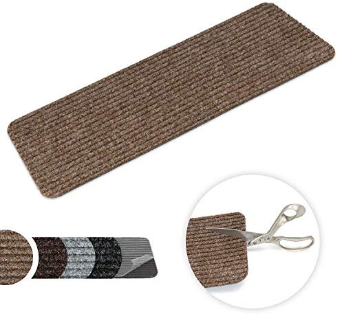 Kettelservice-Metzker Stufenmatte Treppenteppich Tulus Rechteckig Aufleger selbstklebend 60x25cm Hellbraun 20 Stück