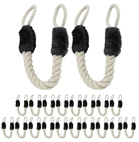 Relaxdays 20x Türkordel Klemmschutz für Türklinken, Baby & Tier Türsicherung, Stoff Türseil, Türklinkenstopper 60cm, beige/schwarz