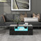Merax DE_WF283904SAA_ZYP Moderner Couchtisch Hochglanz Mit Led, Beistelltische fürs Wohnzimmer, Wohnzimmertisch, Sofatisch, 2 Schubladen und 2 Regalsofa, Holzwerkstoff, Schwarz, 95 x 53 x 37cm
