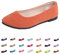 Hwalleum Women's Ballet Flats, Womens Simple Casual Flat Shoes Solid Color Pumps Ladies Girls Dolly Ballet Ballerina Work Smart Office Formal Comfort Pointed Toe Slip On Flats Shoes Orange