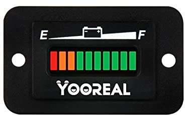 Yooreal Digital 36V LED Battery Capacity Meter,Battery Acid Tester,Suitable for Golf Cart Travel Trailer Forklift Scrubber Machine Ebike