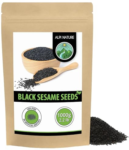 Alpi Nature Black Sesame Seeds 1kg 2.2 lb, Raw Black Sesame Seeds for Cooking and Baking