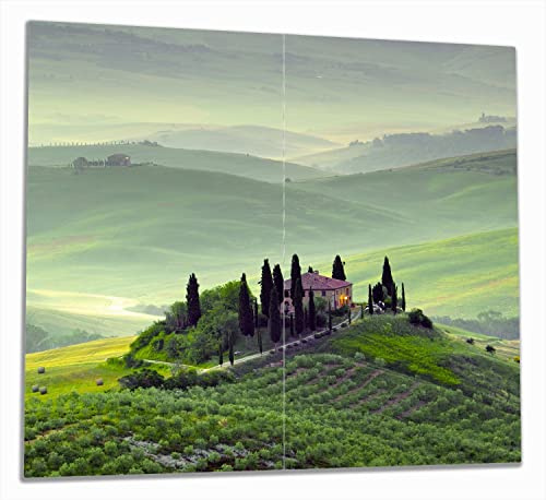 Wallario Herdabdeckplatte/Spritzschutz aus Glas, 2-teilig, 60x52cm, für Ceran- und Induktionsherde, Toskana in Italien