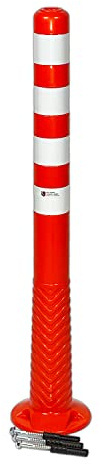 UvV Ecoline 1 Meter Absperrpfosten flexibel 100cm orange Reflexstreifen (RA1) Befestigungsmaterial - überfahrbar, selbstaufrichtend (1-100cm)