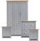 Blisswood 4 Piece Bedroom Set With 3 Door Wardrobe & 2+2 Drawer Chest of Drawer + 2 Drawer 2 Bedside Table Cabinet Bedroom Furniture Set for Bedroom Storage furniture (Grey & Oak)