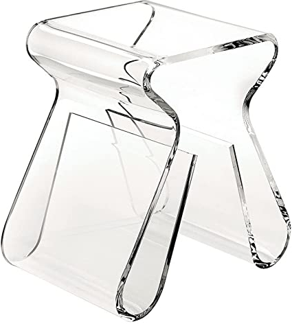 CHEMYO Mesa Auxiliar de acrílico, Mesa Auxiliar, Taburete con Almacenamiento, revistero Moderno, Transparente, Mesa de Centro para Espacios pequeños, Sala de Estar, Oficina, Transparente