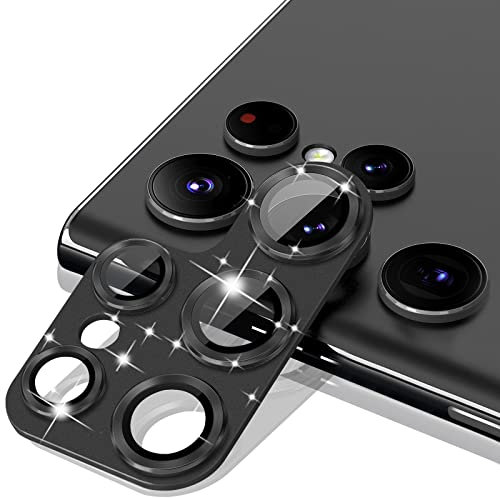MiKoyi Caméra Arrière Protecteur Compatible avec Samsung Galaxy S23 Ultra 5G Protection pour Objectifs Photo Verre Trempé Protection Lentille Aluminium Protecteurs D’Objectif 9H Dureté Noir