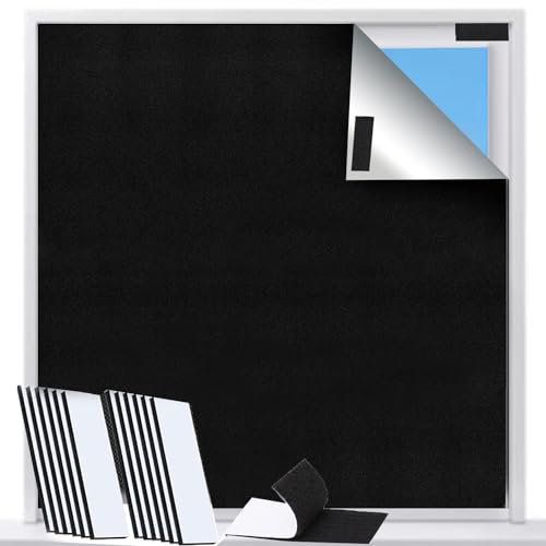 Portable Blackout Blind, 100% Blackout Material, Easy to Stick On No Drill Blinds Blackout Curtains Come with Self Adhesive Fasteners, Window,Easy Fit Home Office Loft Nursery or Travel (100 * 150)
