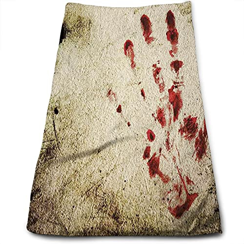 DJNGN Horror House Küchen-Geschirrtücher, Waschlappen, Auto, Haushalt, Haustier, Badetuch, Wand-Blut-Hand-Druck, Handtücher für Badezimmer, weich, wasserabsorbierend, leicht, rot, 38,1 x 68,6 cm