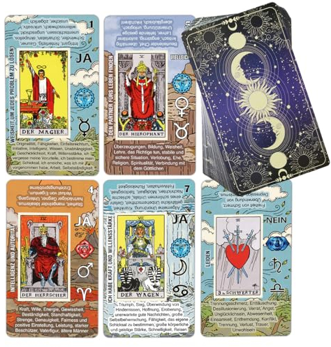 TAROTIKA Tarotkarten Legen Lernen, Tarot-Karten für Anfänger, Kein Handbuch Erforderlich, Einfaches und Schnelles Tarotdeck mit Deutschen Bedeutungen auf Ihnen