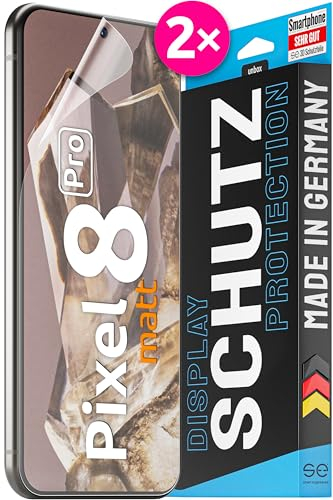 2x se® Protector 3D Antirreflejo para Google Pixel 8 Pro, Protección Solar, Compatible con Huellas y FaceID, Instalación sin Burbujas, Mate, Resistente a Golpes y Arañazos, Matériau TPU
