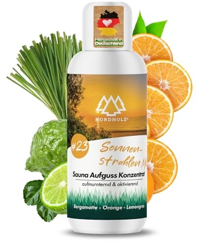 NORDHOLZ® Saunaaufguss [54 Sorten 15ml, 100ml, 250ml] - Sauna Aufgussmittel für intensive & erholsame - Sauna Zubehör (#23 Sonnenstrahlen- Mix, 100ml)